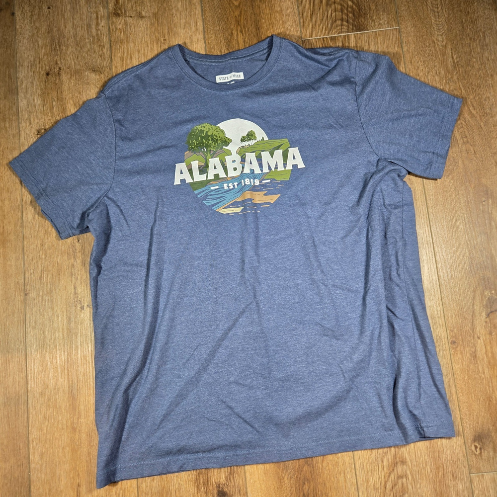 State of Mine Alabama T-Shirt Men’s XXL Blue Est. 1819 Graphic Outdoor Cotton T